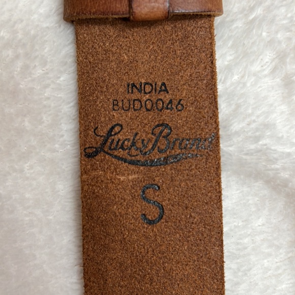 LUCKY BRAND Multicolor & Metallic Embroidered Leather Brass Buckle Belt Sz S - Picture 7 of 8